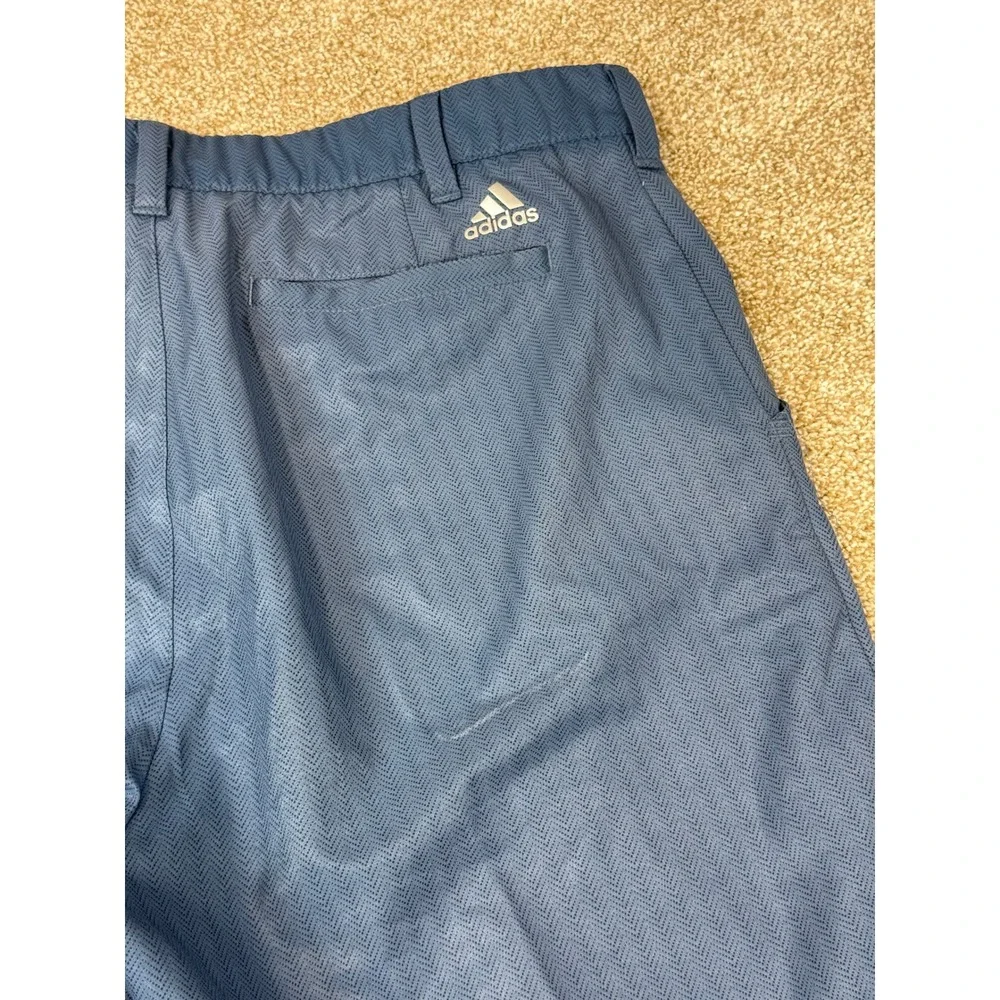 Adidas Ultimate365 Mens Golf Shorts Blue Chevron Herringbone 34 Stretch Preppy